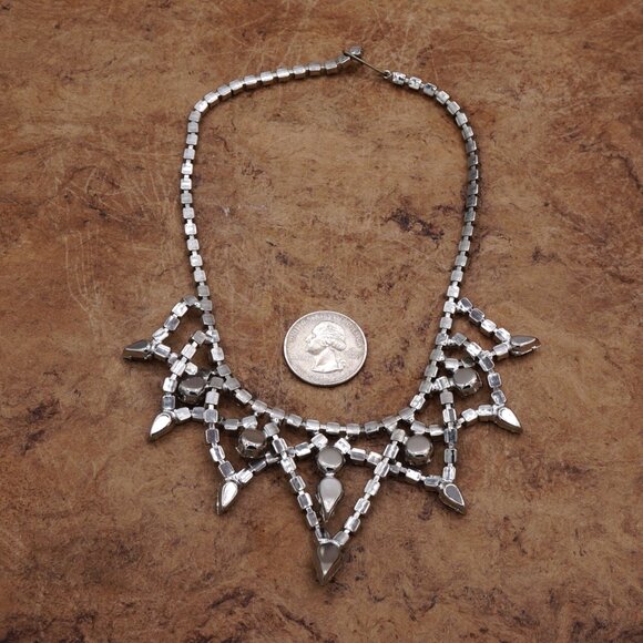 Elegant Vintage Cascading Crystal Choker Statement Necklace Adjustable 15" - Picture 4 of 13